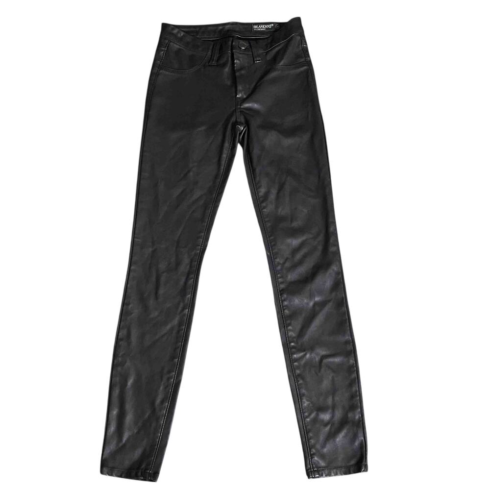 Women's Blank NYC Faux Leather Mid Rise Skinny Pants Minimalist Black Size 24
